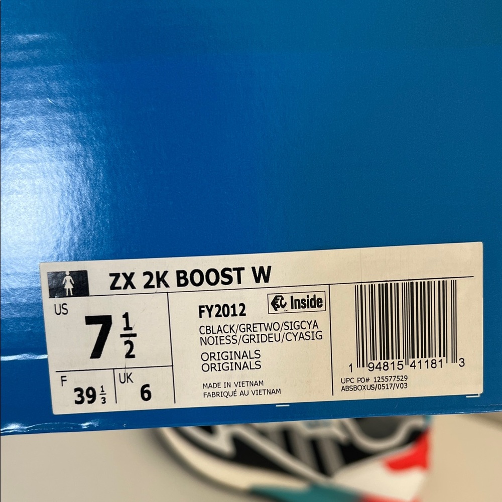 Adidas ZX 2K Boost Black and White Sneakers with Red and Blue Accents - Picture 2 of 14
